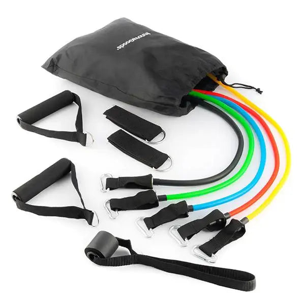 ElastiPro™ Kit 5 Bandas de Resistencia Multicolor con Asas | Entrenamiento Completo en Casa