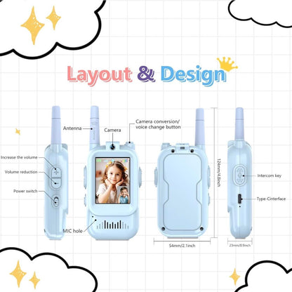 TalkiKid™ Pack de 2 Walkie Talkies Infantiles Recargables