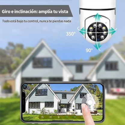BulbEye™ Cámara Espía WiFi Bombilla E27 | Vigilancia HD 360° Visión Nocturna Infrarroja con Ranura SD